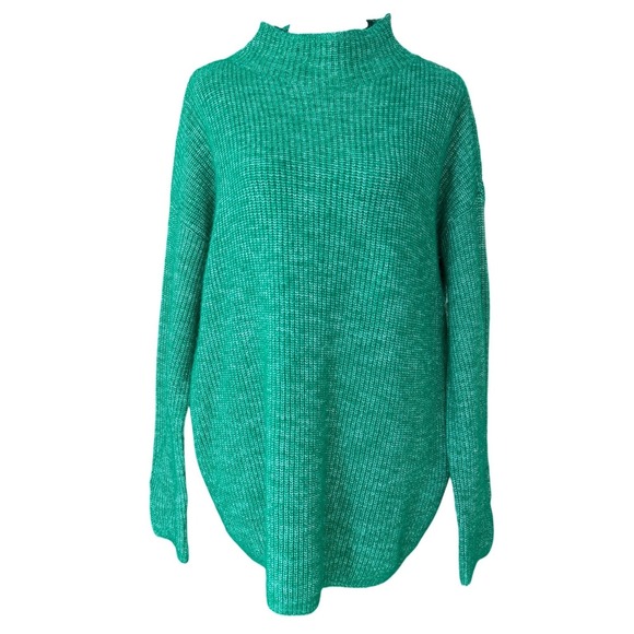 LOFT Sweaters - Loft Mock Neck Chunky Knit Sweater Womens XXL Green Marled Cozy Classic Capsule